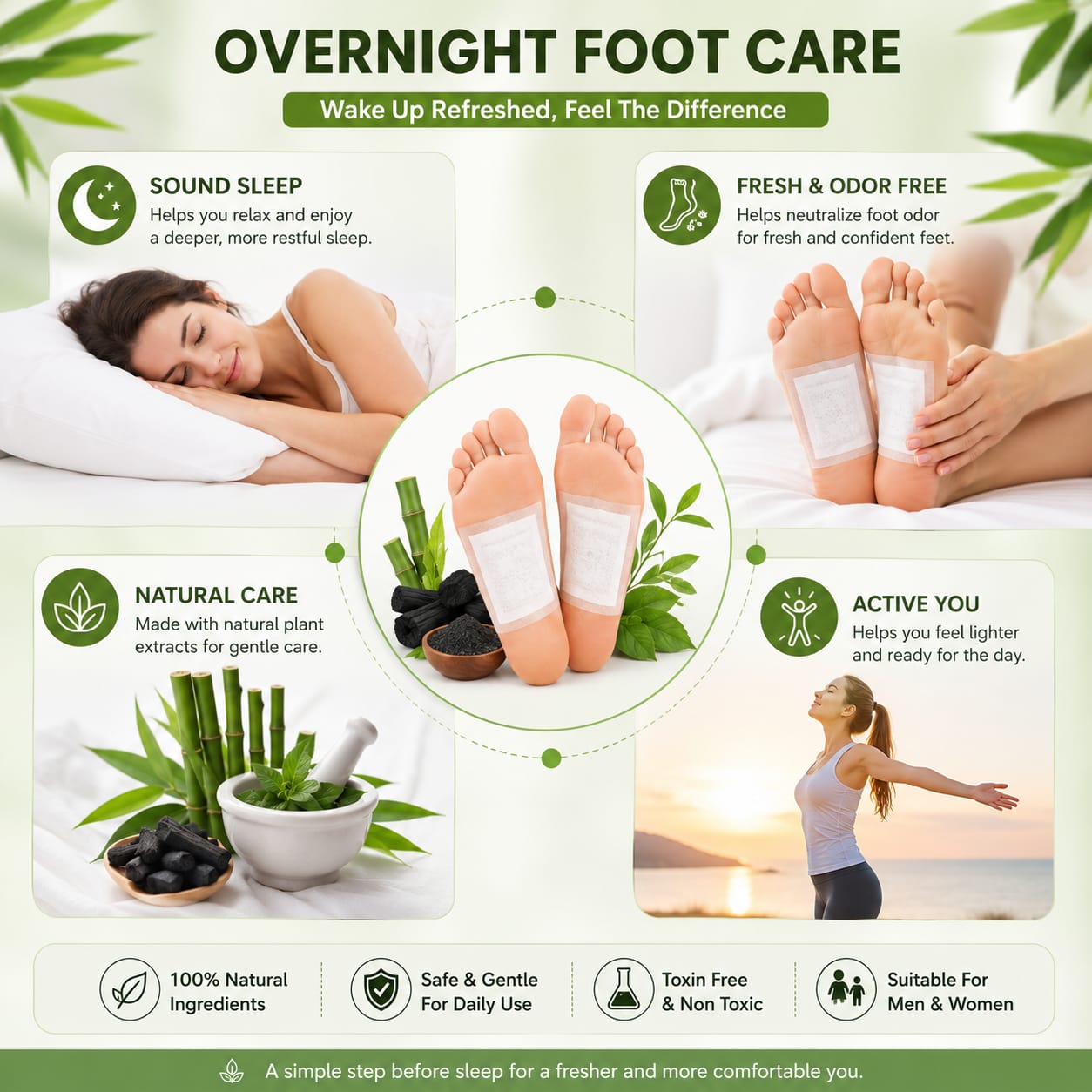 Premium Natural Foot Detox Patch – Deep Sleep, Foot Odor & Fatigue Relief (10 Patches)