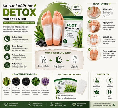 Premium Natural Foot Detox Patch – Deep Sleep, Foot Odor & Fatigue Relief (10 Patches)